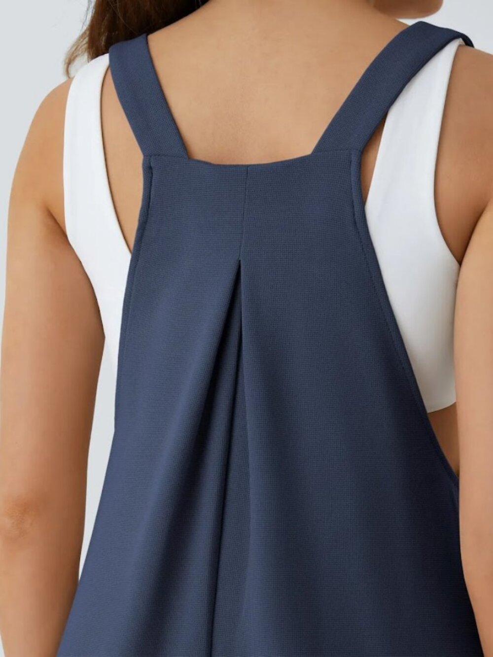 Halara Adjustable Strap Pockets Waffle Casual Jogger Overalls Jumpsuit NAVY Sz M - Picture 7 of 10